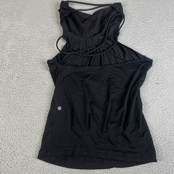 Lululemon Tank Top Womens 6 Black Strappy Back Athletic Workout Gym Athleisure - Picture 2 of 4